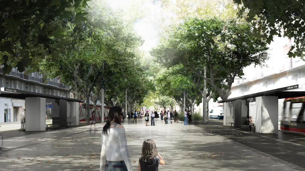 La reforma urbana que acompaña al tranvía ampliará el espacio peatonal de los bulevares