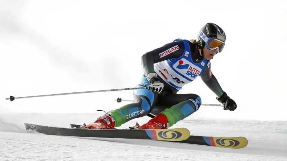 La esquiadora aragonesa Leyre Morlans, durante una prueba de la Copa del Mundo
