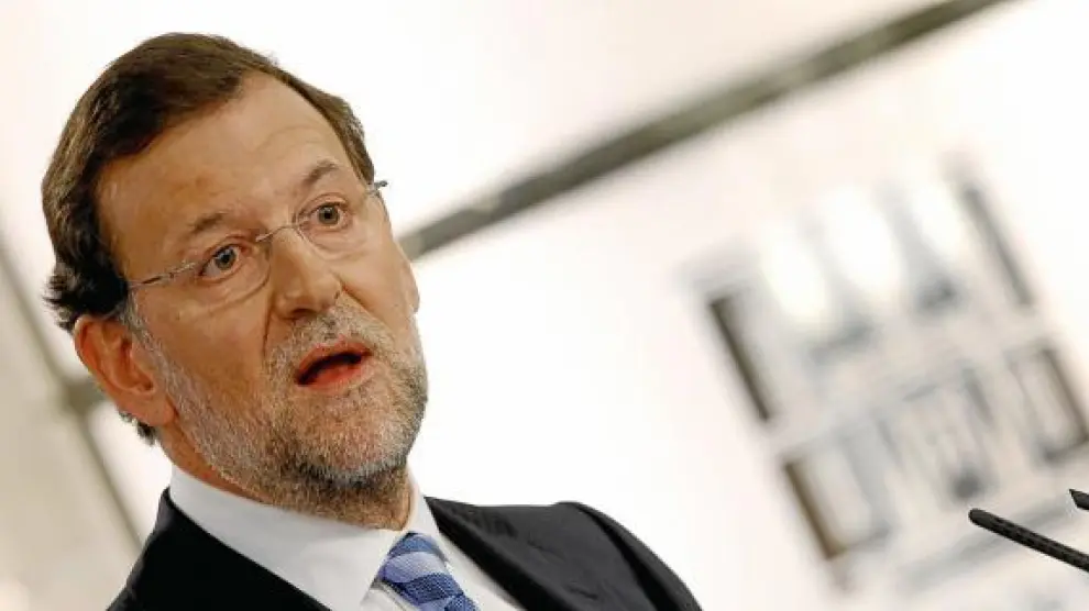 El presidente del PP, Mariano Rajoy, ayer en la rueda de prensa que ofreció en la Moncloa.