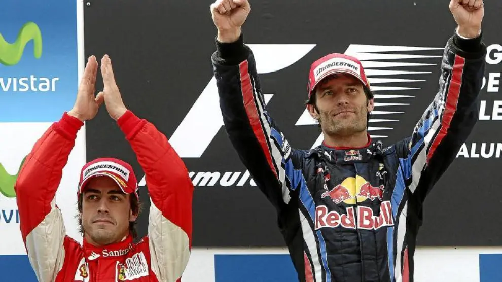 Alonso se subió al segundo escalón del podio junto al australiano Mark Webber.