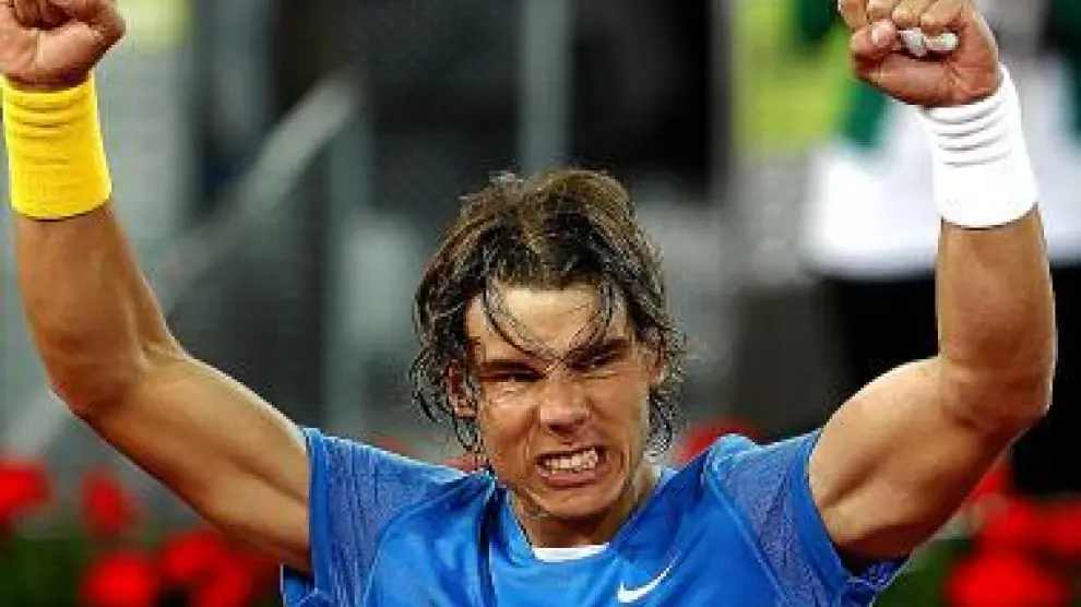 Rafa Nadal celebra su victoria ante Isner.