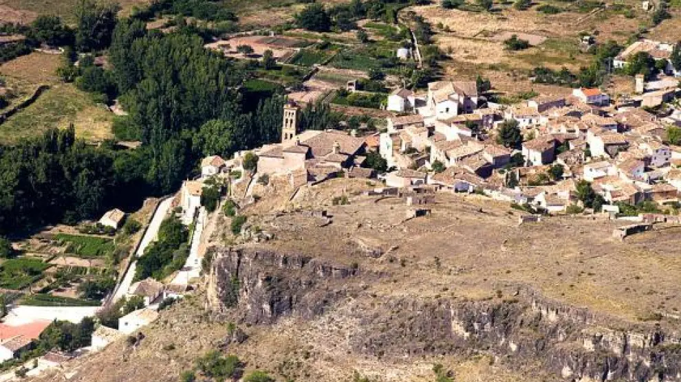 Imagen aérea de Calcena, en la comarca del Aranda.