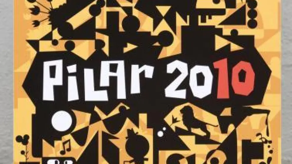 El cartel del Pilar 2010 reúne en abstracto los símbolos de la ciudad y de sus fiestas