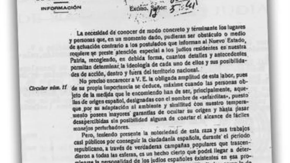 Un documento 'zaragozano' reveló que Franco elaboró un censo de judíos