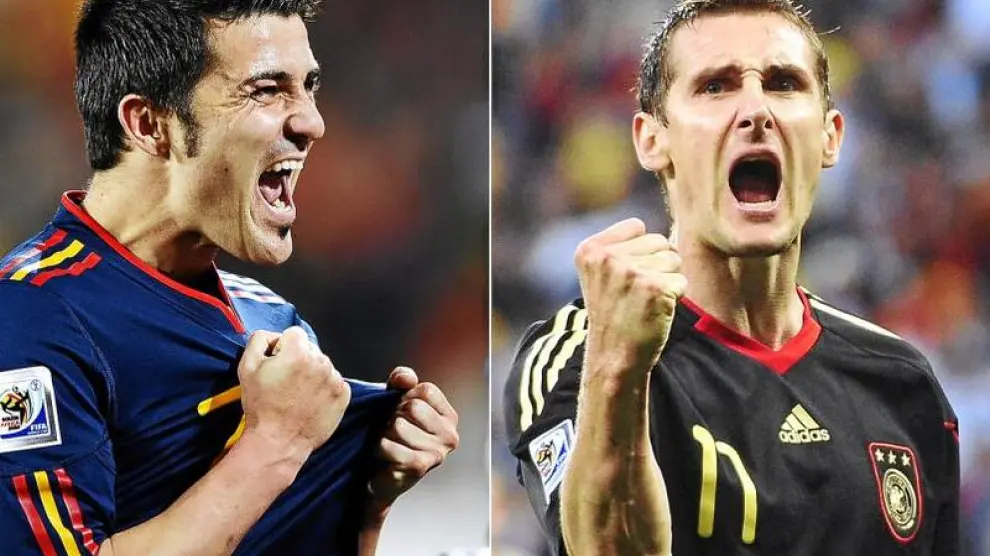 David Villa y Miroslav Klose, los goleadores de España y Alemania.