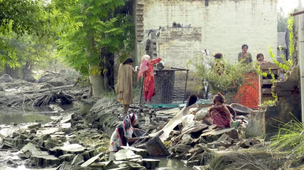 Damnificados por las lluvias en Pakistán