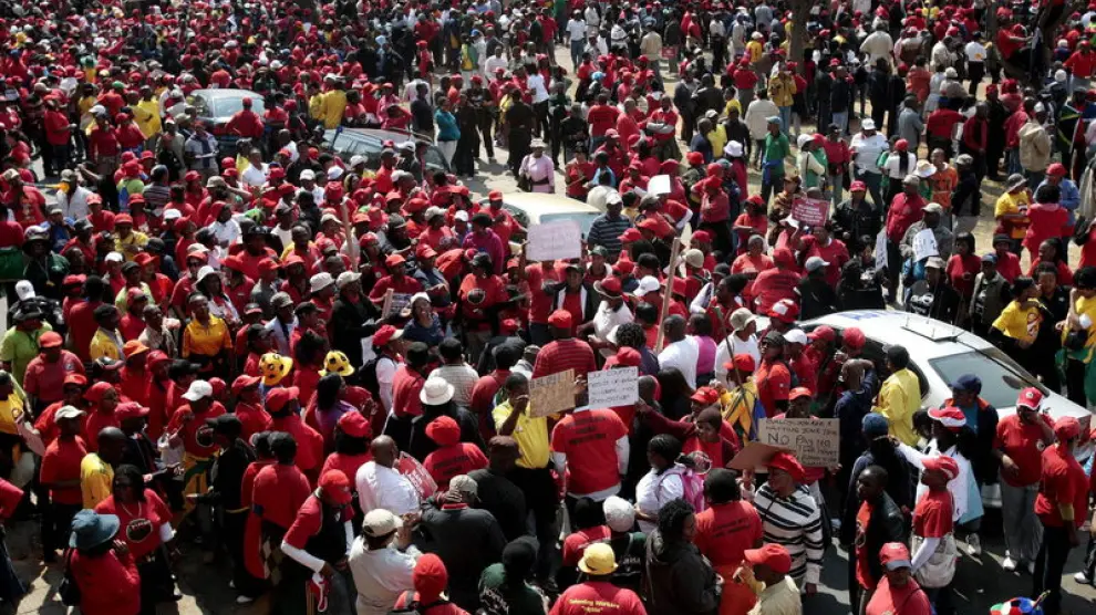 Manifestación en Johannesburgo.