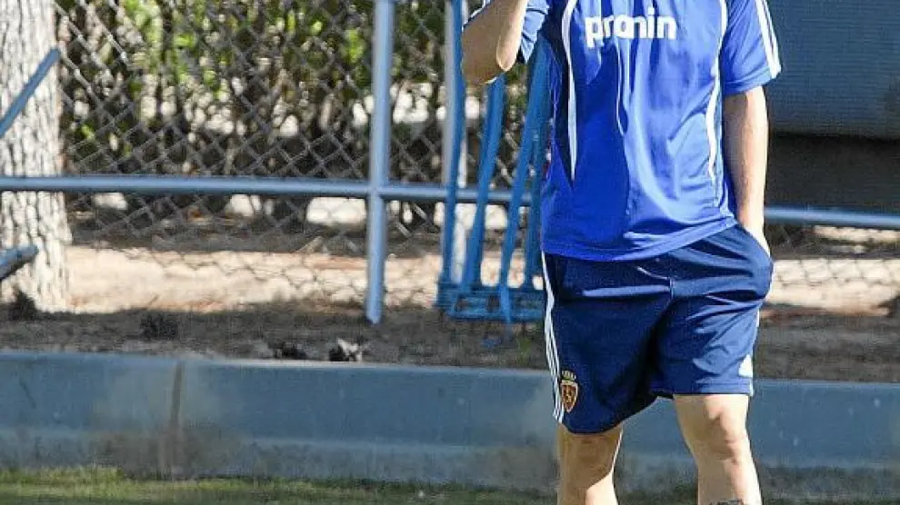 Nicolás Bertolo, durante el ligero entrenamiento de ayer, en la Ciudad Deportiva.