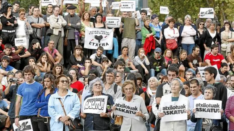 Manifestación de apoyo, en Bilbao este pasado sábado, a los nueve detenidos de Ekin.