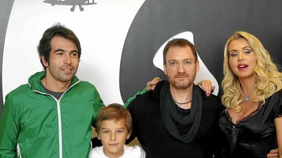 Christian Molina, Fergus Riordan, Ben Temple y Valeria Marini, ayer, en el Festival de Sitges.