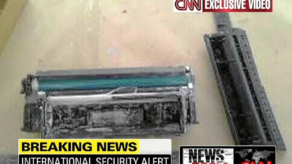 La CNN mostró imágenes de un explosivo interceptado en un tóner de impresora