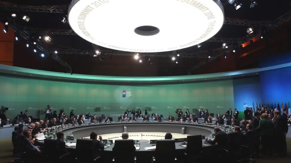 Plano general de la sala donde se reúnen los miembros del G-20