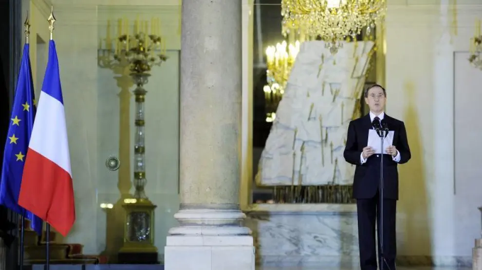 François Fillon presenta a su nuevo Gabinete, ayer en el palacio del Elíseo en París.