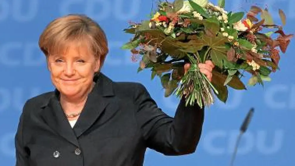 Merkel, después de ser reelegida en el congreso de la CDU.