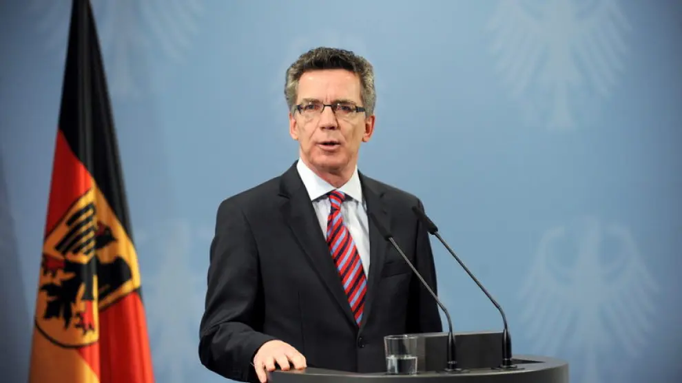 El ministro de Interior de Alemania, Thomas de Mazière, durante la rueda de prensa de hoy en Berlín