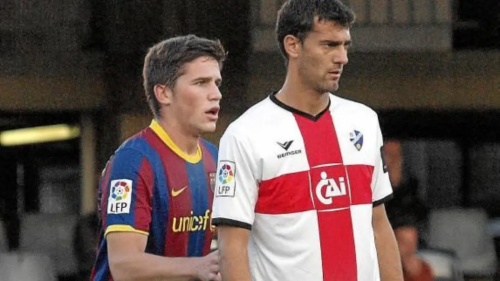 Roberto, en el partido jugado contra el Barcelona en el Mini Estadi.