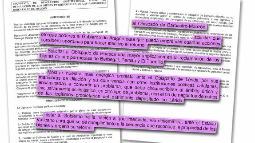 La DPH exige al obispado de Huesca mayor implicación en la reclamación de los bienes