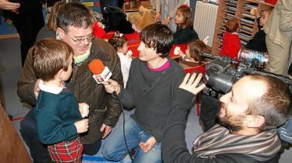 Una imagen de la grabación del programa en el Colegio Sansueña.