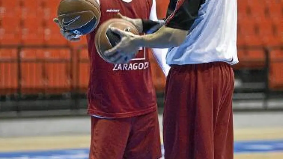 Cabezas y Aguilar, durante un entrenamiento.