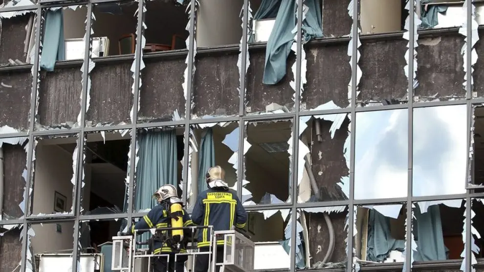 Estado de la fachada tras la deflagración.