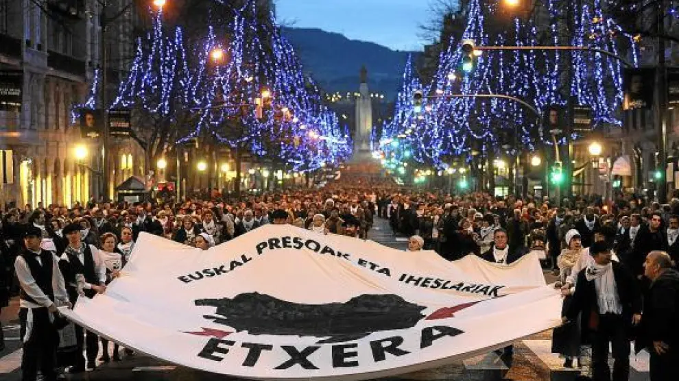 Manifestación organizada por Etxerat el 2 de enero de 2010, en la que se produjeron incidentes.