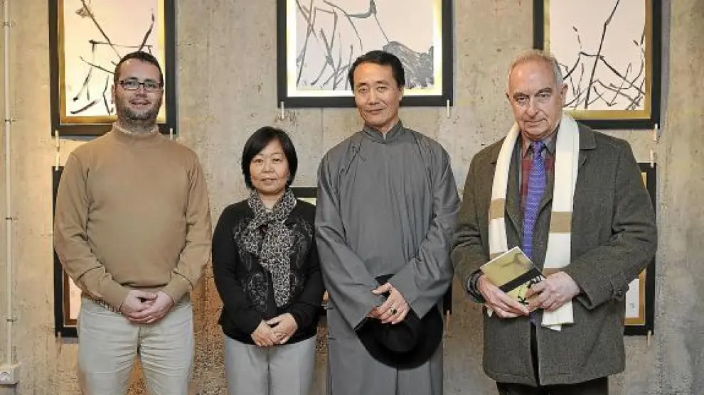 David Calvo, Kumiko Fujimura, Wan Shih Ming y Jaime Esaín, en la galería Calvo i Mayayo.