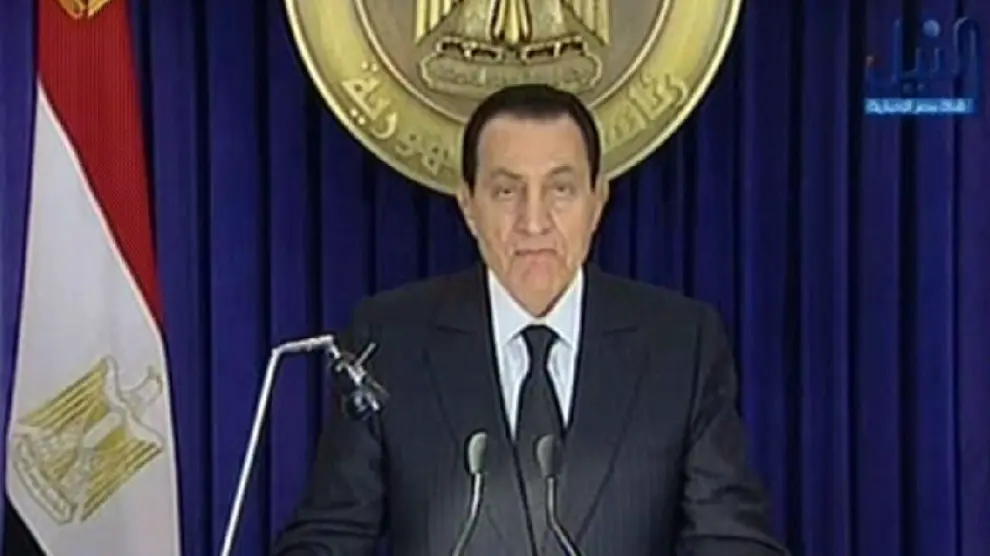 Hosni Mubarak durante su discurso
