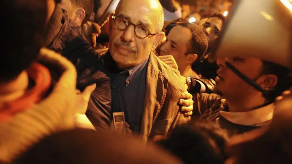 Baradei durante las protestas de la plaza Tahrir