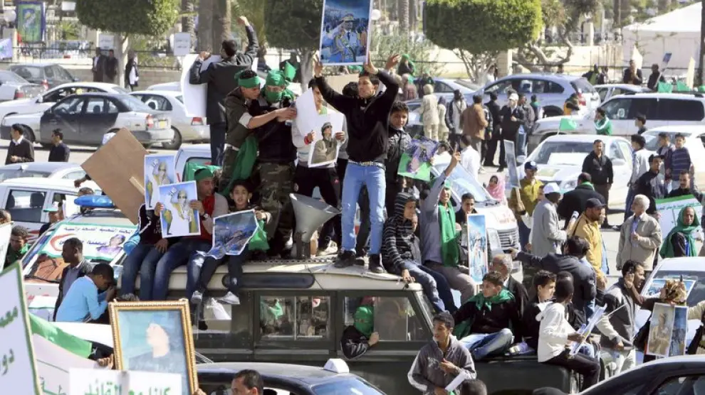 Manifestaciones de simpatizantes de el Gadafi