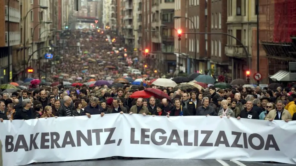 La manifestación recorría esta tarde las calles de Bilbao