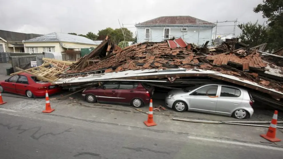 Multitud de destrozos tras el seísmo en Nueva Zelanda.