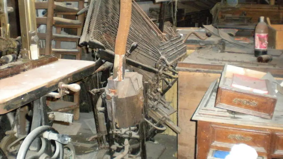 Parte de la maquinaria del siglo XVIII de la imprenta Blasco.