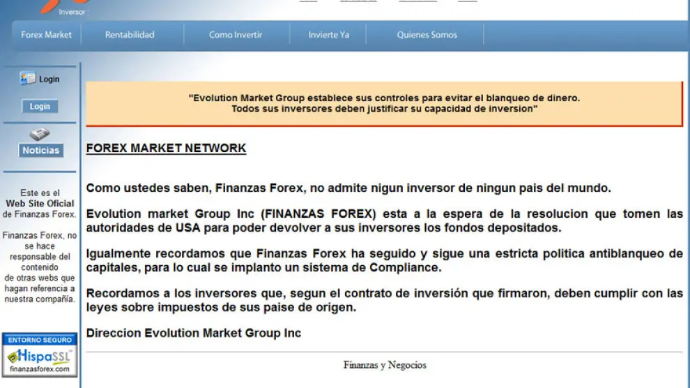 Imagen de la web de la empresa Finanzas Forex, propiedad de Germán Cardona