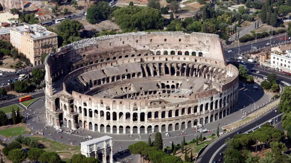 Vista aérea del Coliseo de Roma