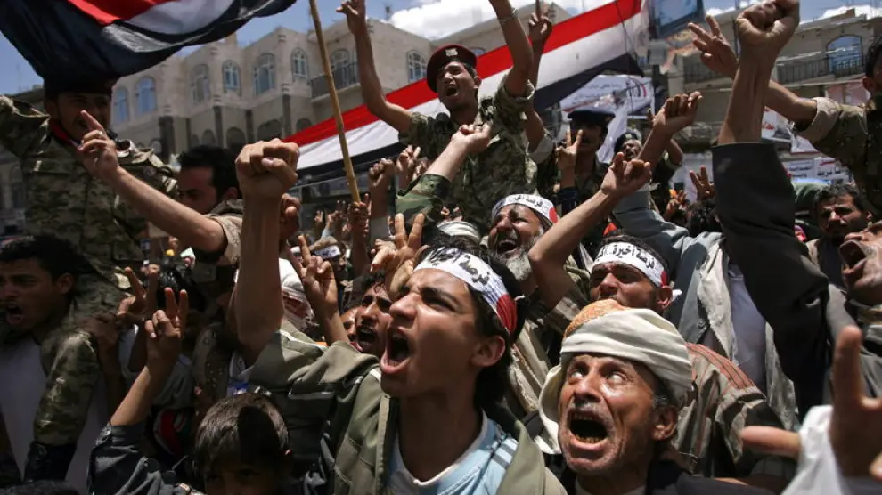 Imagen de manifestantes en Yemen
