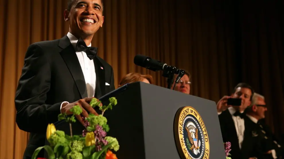 Obama, sonriente, durante su discurso