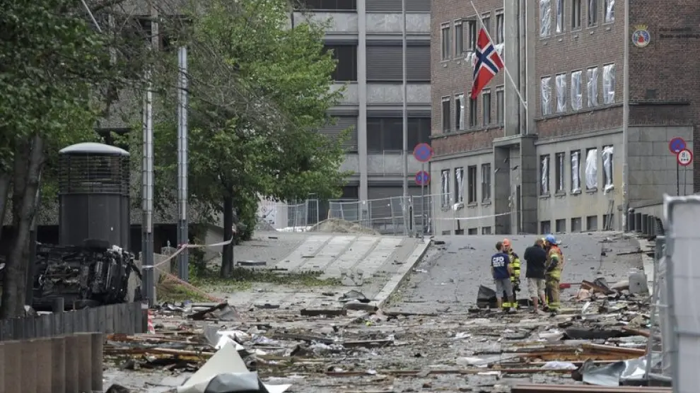 Numerosos desperfectos en el centro de Oslo por la bomba