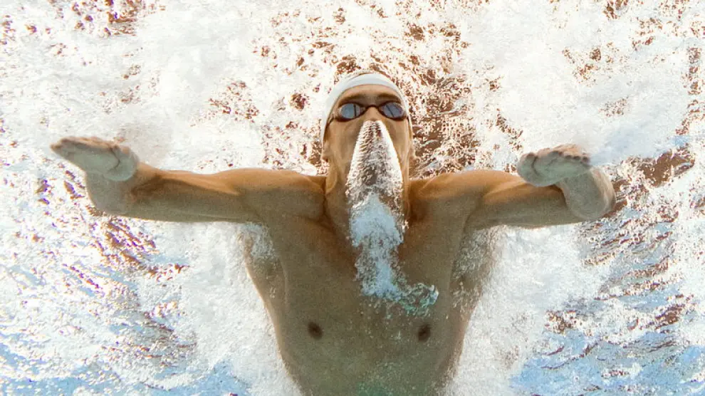 El nadador estadounidense Michael Phelps, en los 100 metros mariposa.