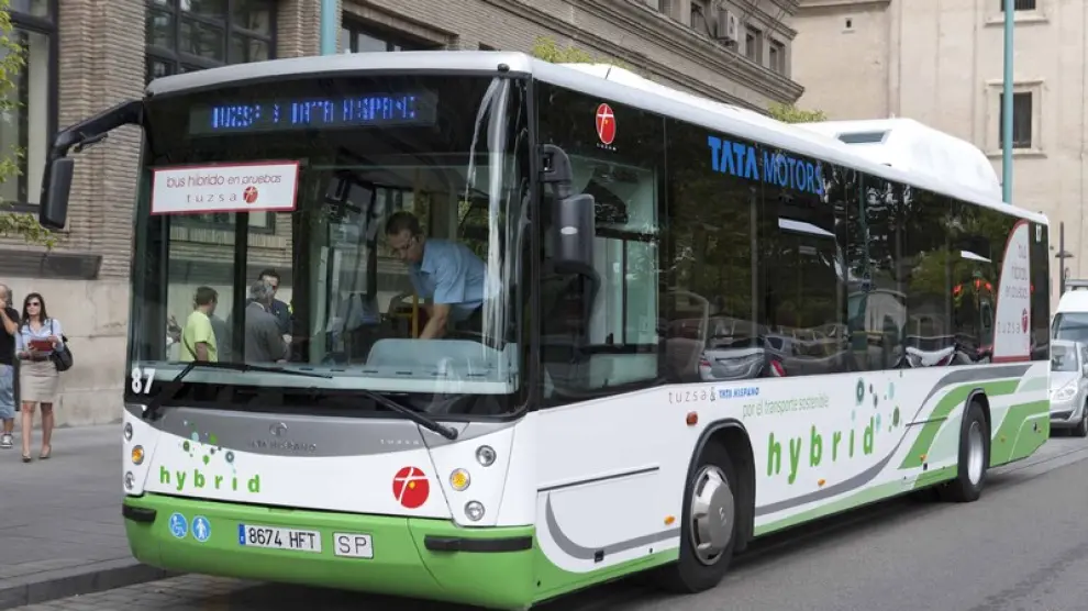 Autobús híbrido en Zaragoza.