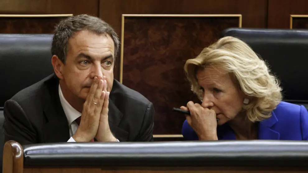 Zapatero y Salgado durante el pleno en el Congreso