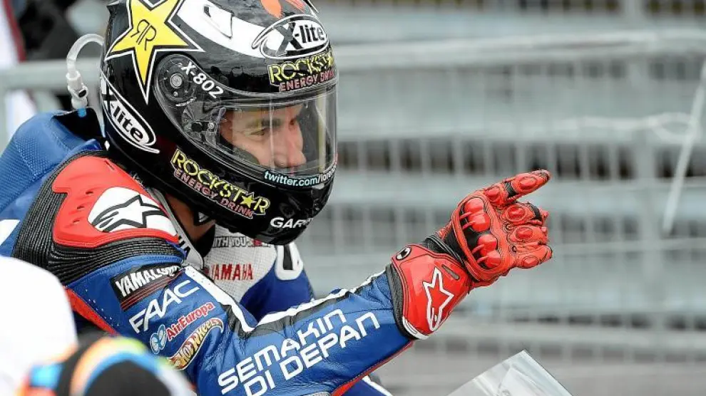 Jorge Lorenzo celebra su victoria en San Marino el domingo tras cruzar la meta escapado en solitario