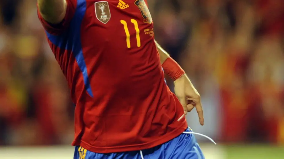 Negredo, en un partido de la selección española.
