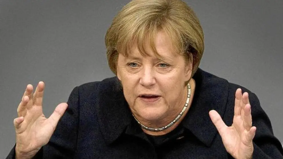 Angela Merkel, canciller alemana, durante su intervención ante el Bundestag.