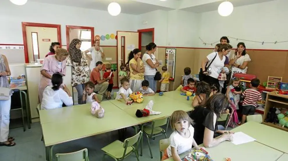 Un aula de infantil del colegio Juan XXIII de Huesca.