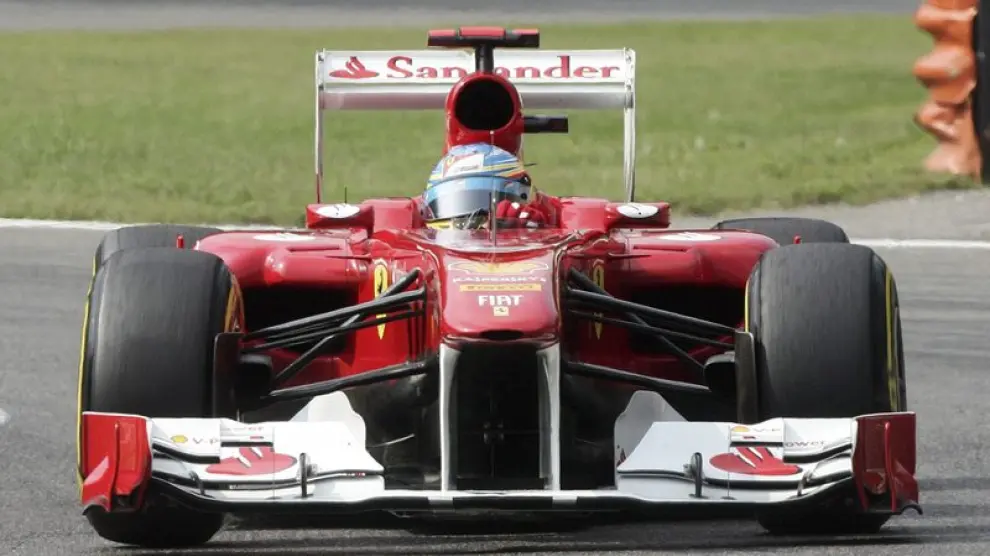 El piloto español Fernado Alonso durante el último entrenamiento libre del Gran Premio de Italia