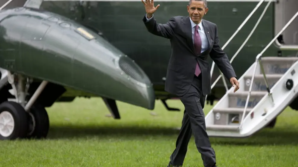 El presidente Barack Obama en su regreso a la Casa Blanca, en Washington