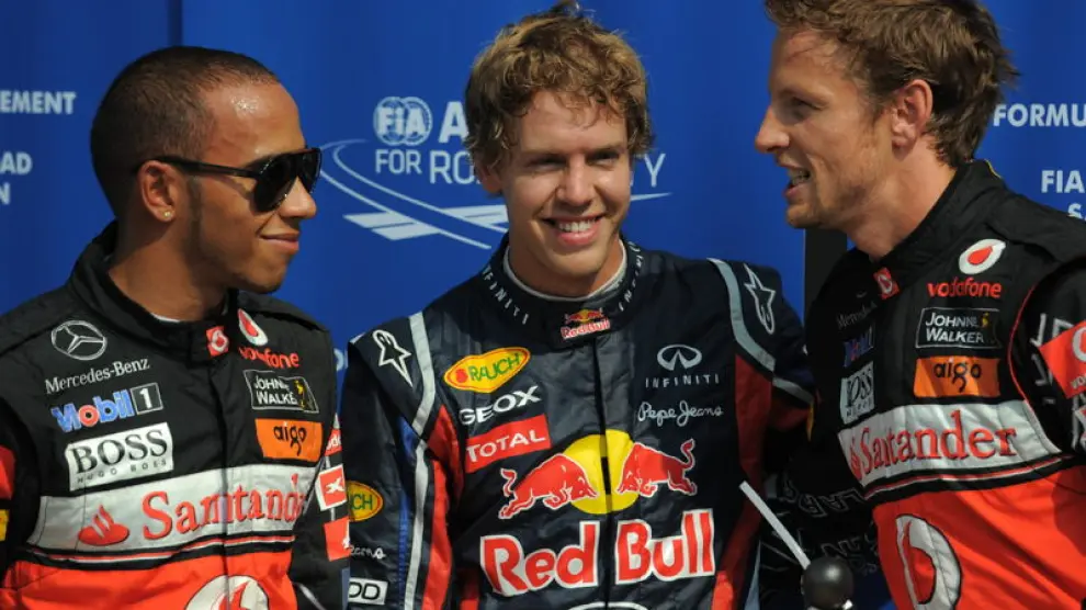 Hamilton, Vettel y Button, en Monza