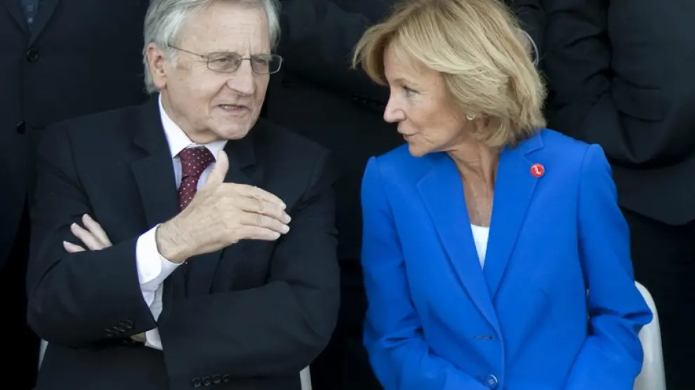 Jean Claude Trichet y Elena Salgado