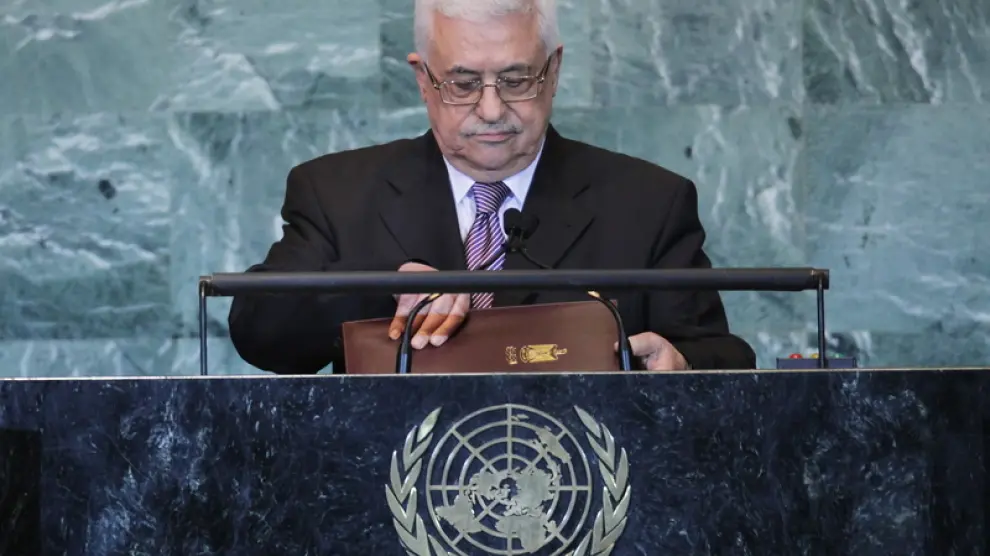 El presidente de la Autoridad Nacional Palestina (ANP), Mahmud Abás, durante su discurso en la ONU