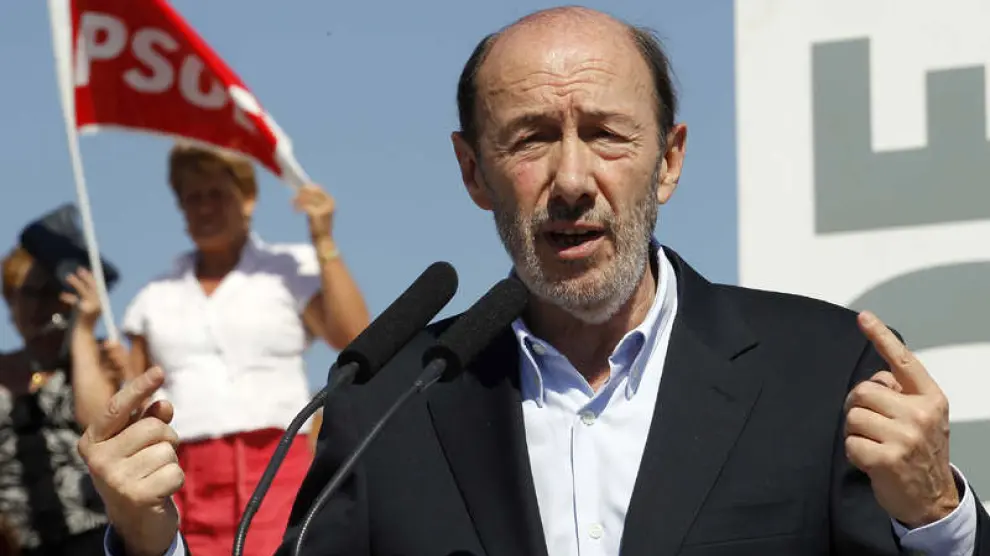 Rubalcaba durante su intervención en un acto del PSOE en Alcorcón